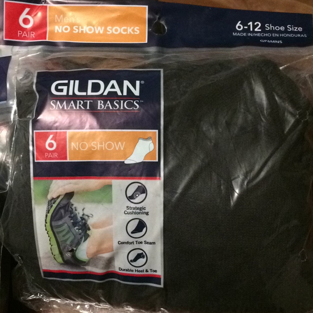 6 pair men's no show black socks